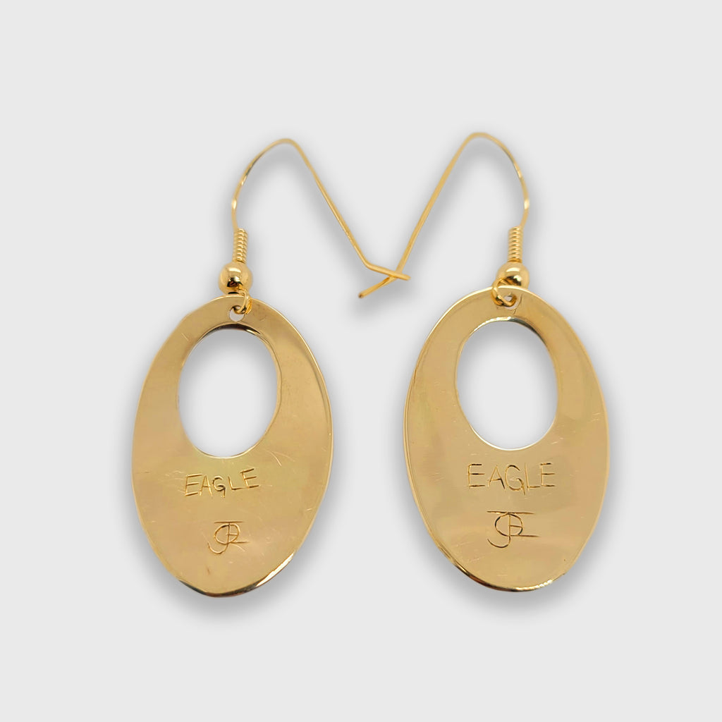 Gold Oval Eagle Earrings by Kwakwaka'wakw artist Joe Wilson