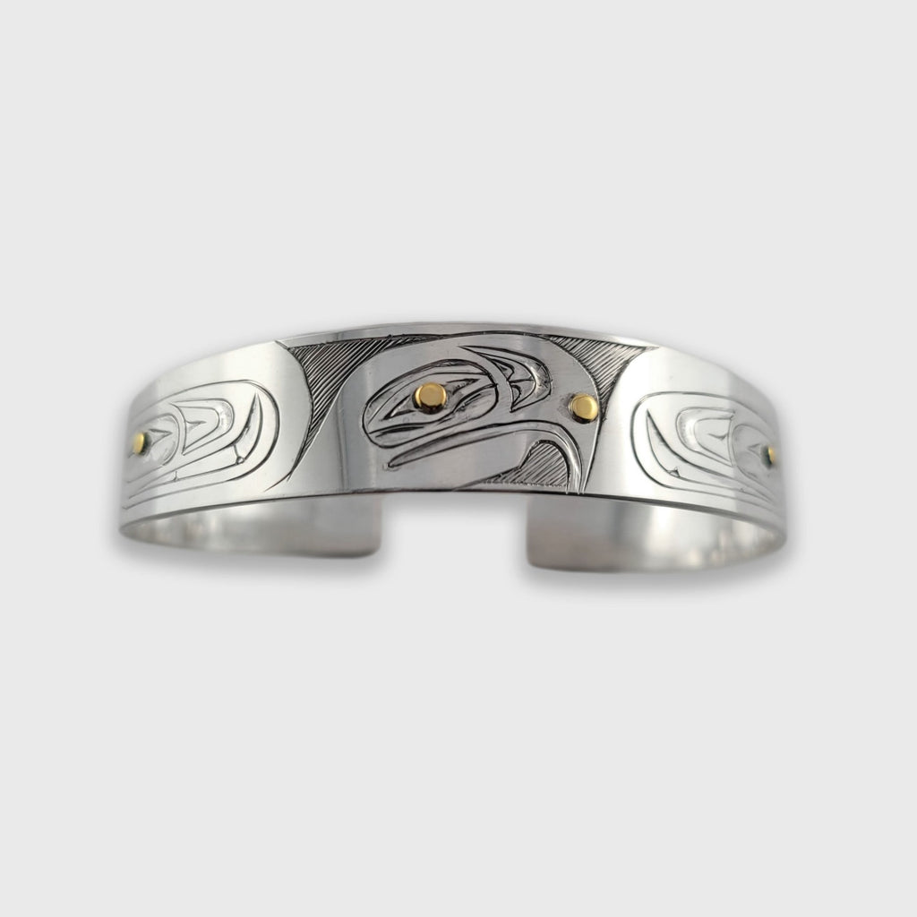 Silver and Gold Eagle Bracelet by Haida artist Andrew Williams