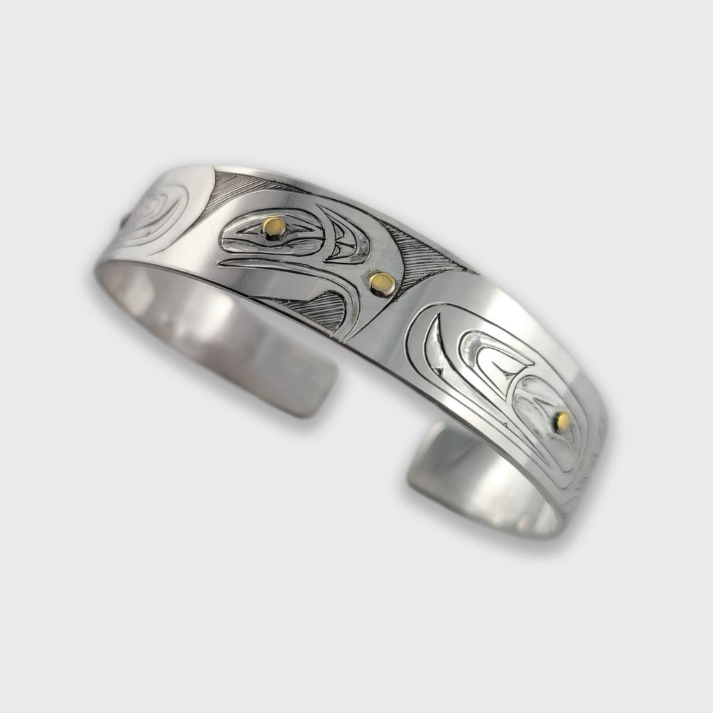 Silver and Gold Eagle Bracelet by Haida artist Andrew Williams