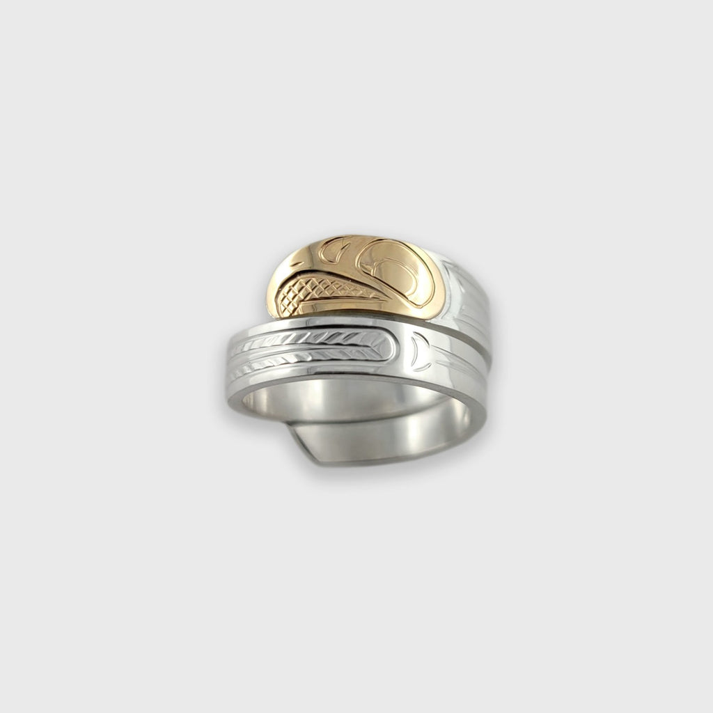 Silver and Gold Eagle Wrap Ring by Cree artist Justin Rivard