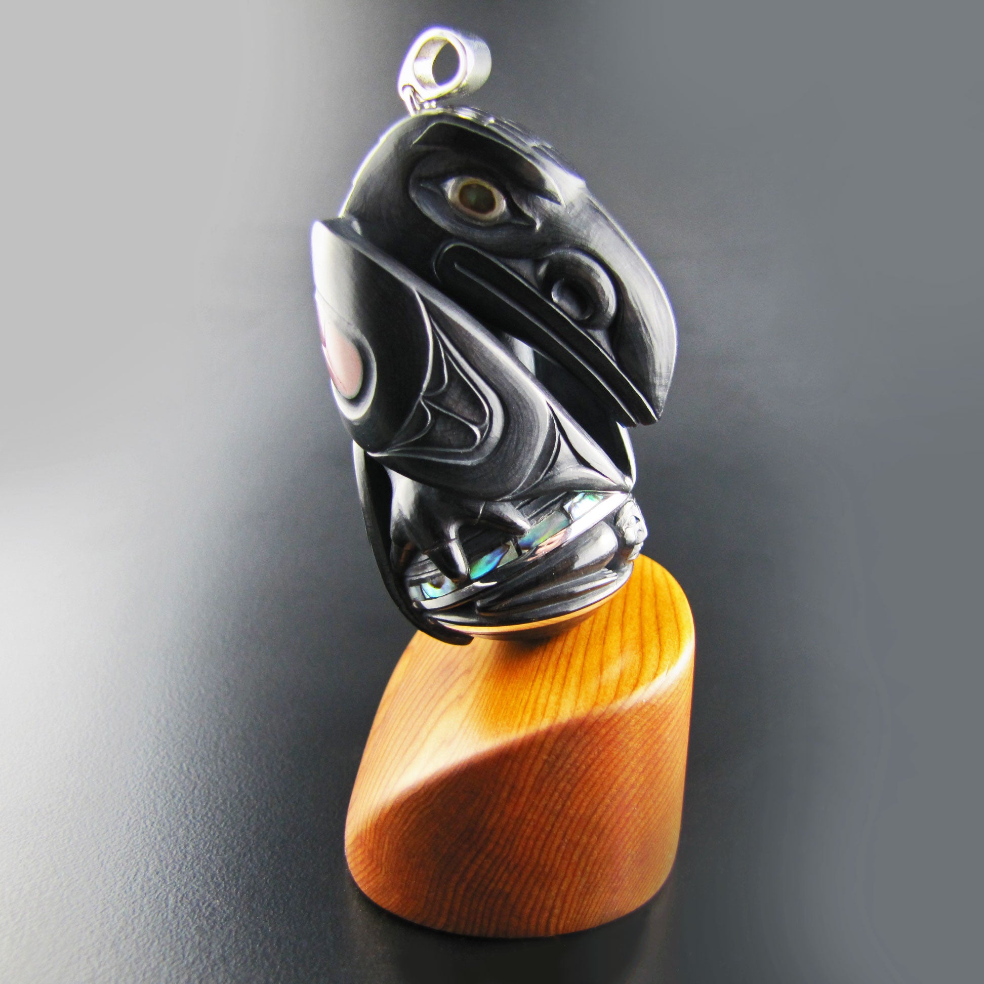 Argillite First Man Rattle Pendant by Haida artist Darrell White