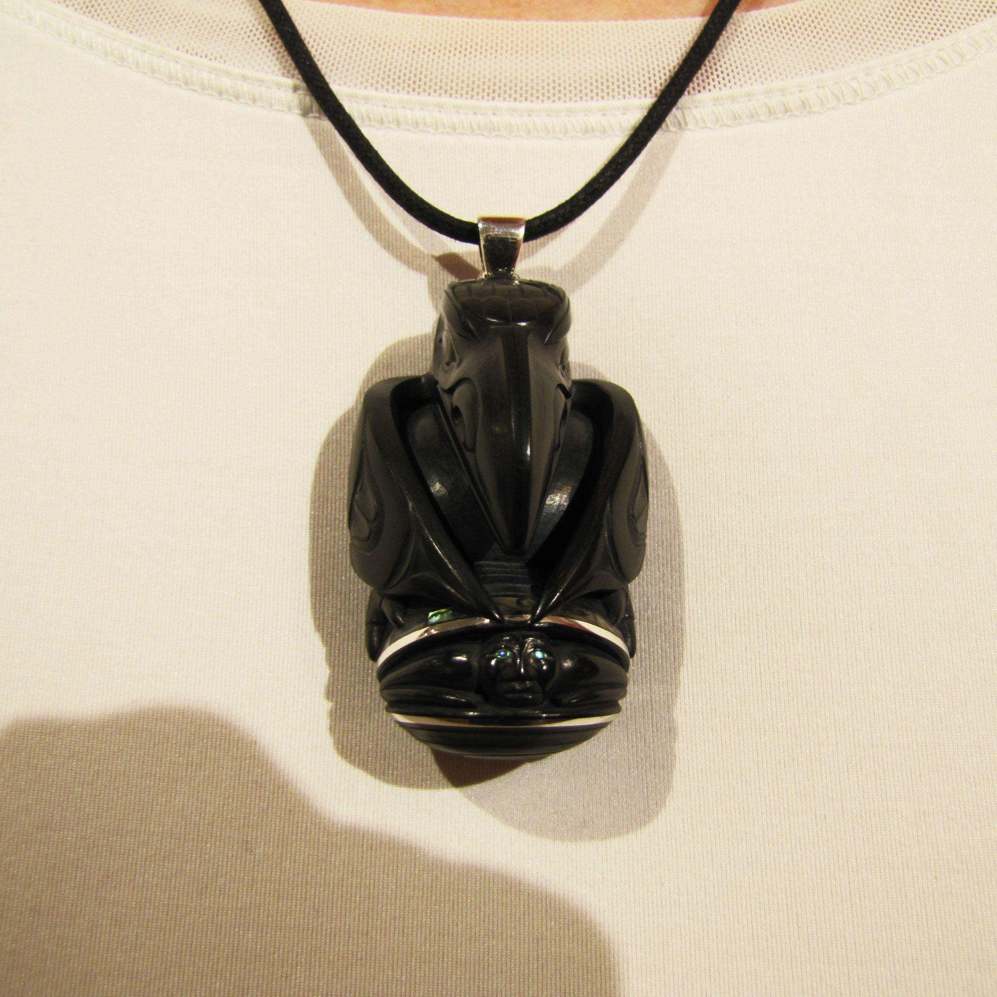 Argillite First Man Rattle Pendant by Haida artist Darrell White