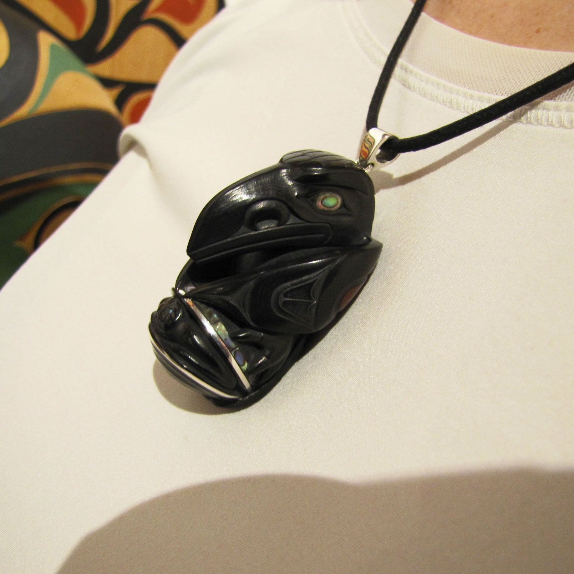 Argillite First Man Rattle Pendant by Haida artist Darrell White