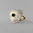 Silver and Malachite Frog Ring by Kwakwaka'wakw artist Chris Cook