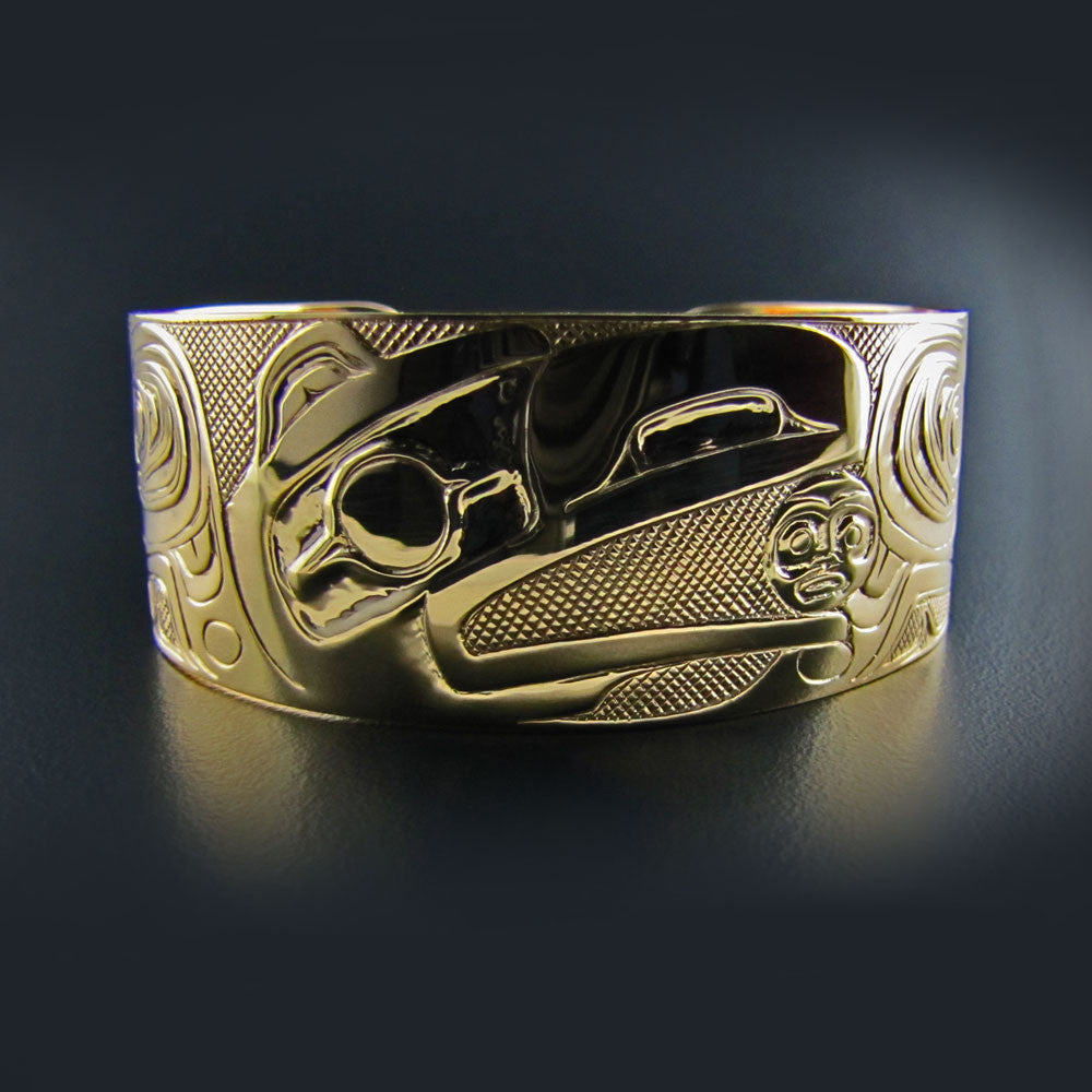 First Nations Gold Raven Steals the Light Bracelet by Haida artist Carmen Goertzen