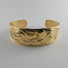 Gold First Nations Orca Bracelet by Kwakwaka'wakw artist Joe Wilson