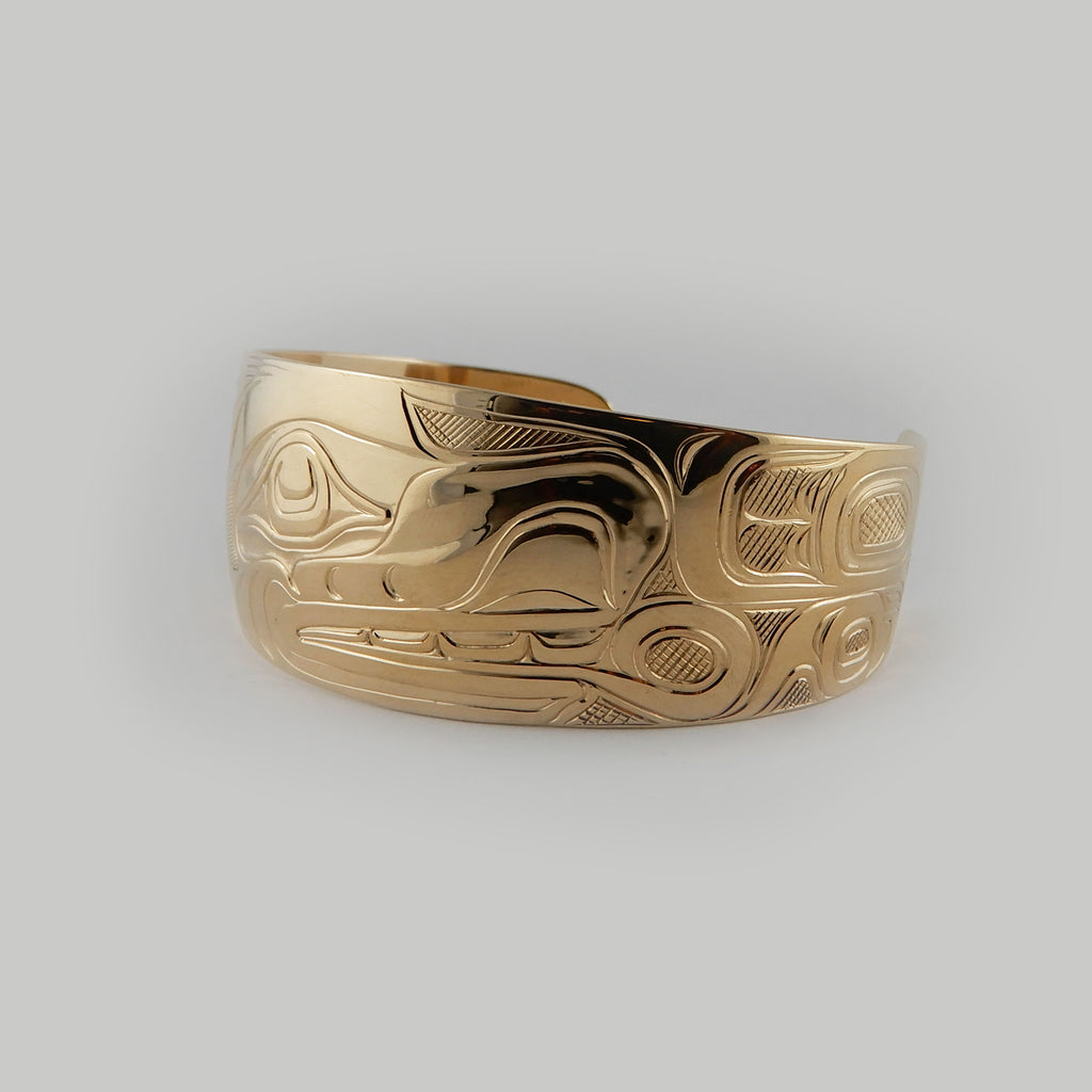 Gold Wolf First Nations Bracelet by Kwakwaka'wakw artist Joe Wilson