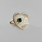 Silver and Malachite Frog Ring by Kwakwaka'wakw artist Chris Cook