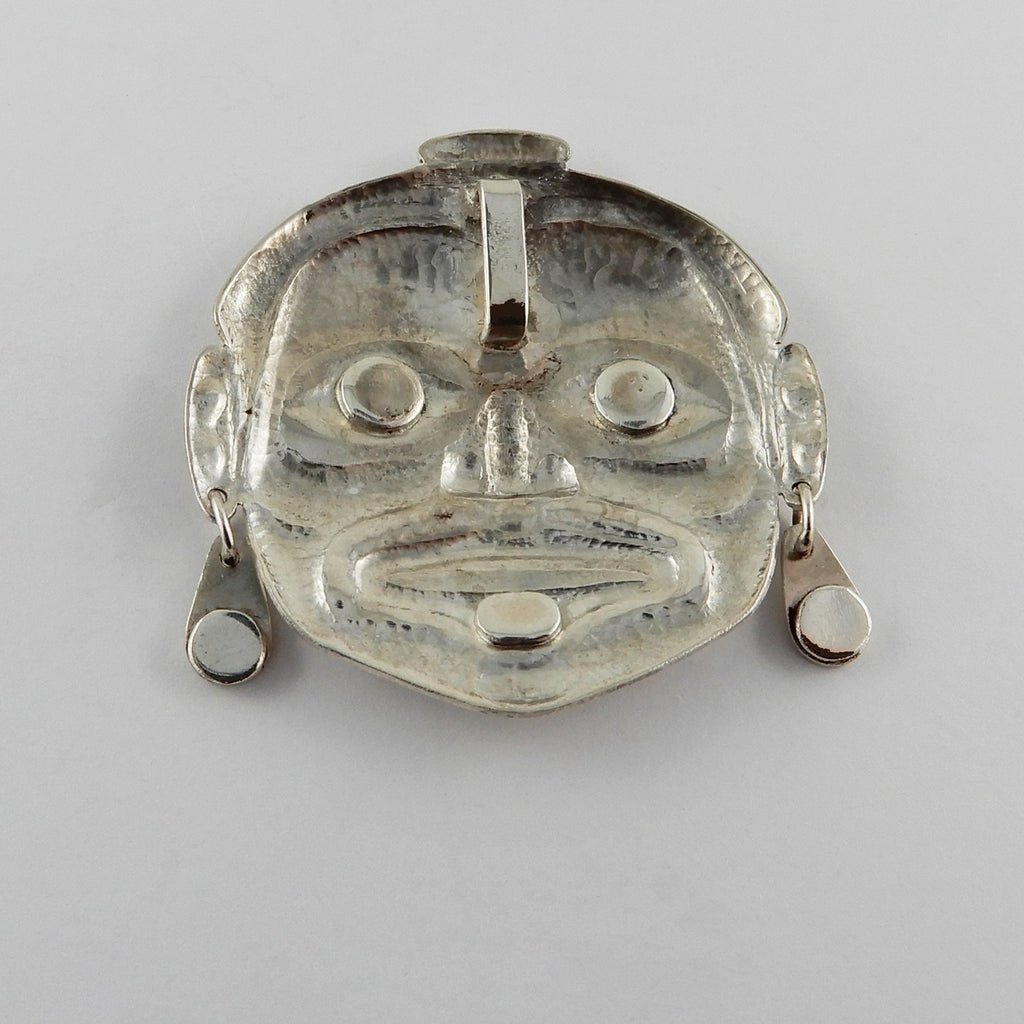 Silver and Abalone Carved and Hammered Noblewoman Pendant by Haida artist Derek White