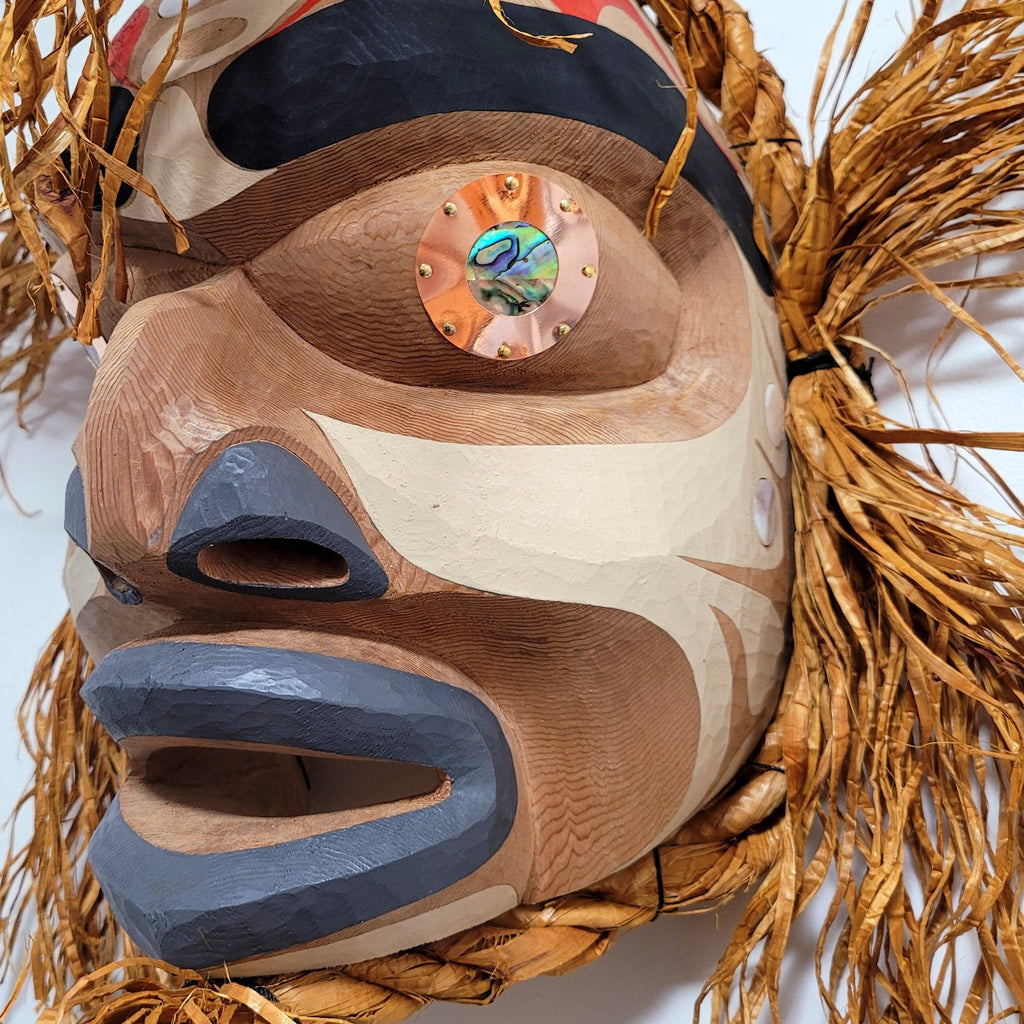 Cedar Bark Harvest Man Mask by Kwakiutl carver Trevor Hunt