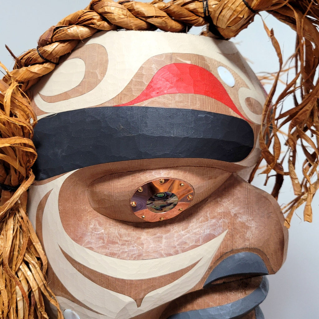 Cedar Bark Harvest Man Mask by Kwakiutl carver Trevor Hunt