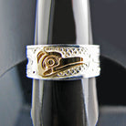 Silver and Gold Hummingbird Ring by Haida artist Carmen Goertzen