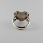 Silver and Garnet Heart-shaped Hummingbird Ring by Kwakwaka'wakw artist Chris Cook