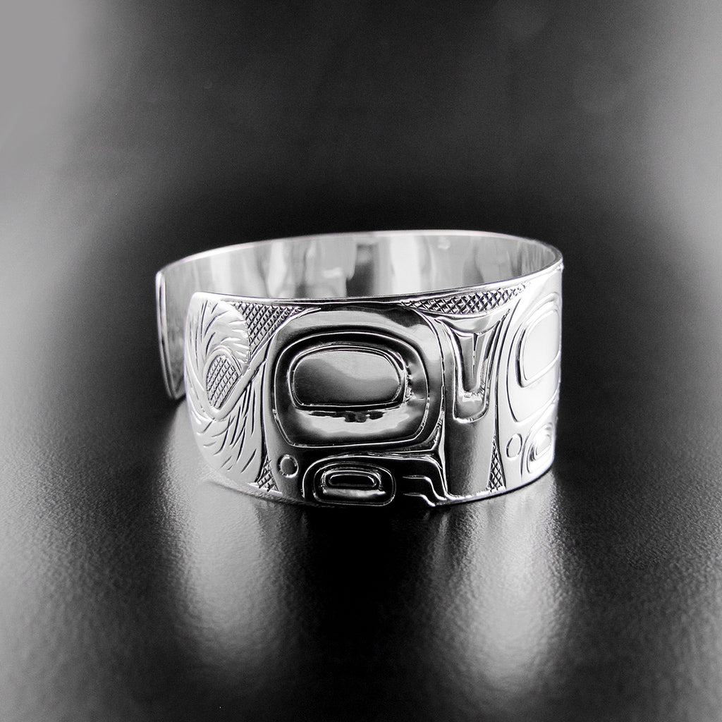 Silver Wolf Bracelet by Haida artist Carmen Goertzen