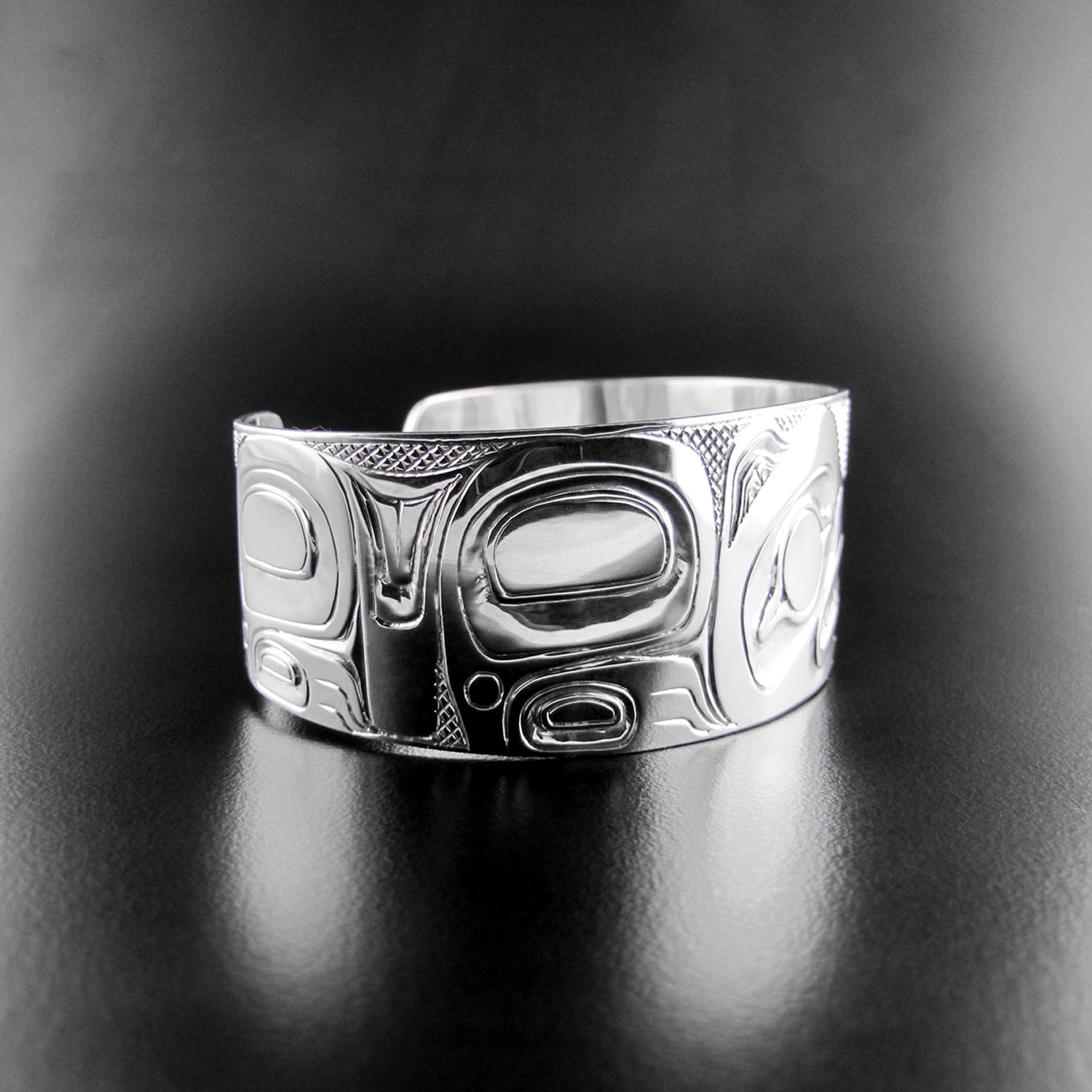 Silver Wolf Bracelet by Haida artist Carmen Goertzen