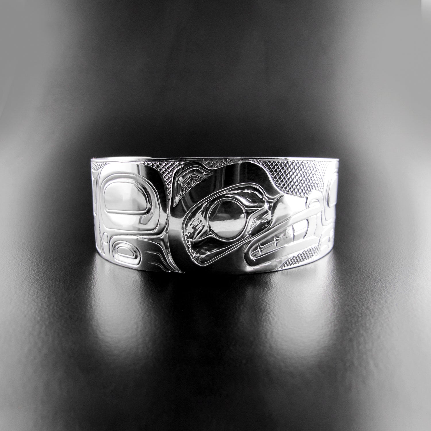 Silver Wolf Bracelet by Haida artist Carmen Goertzen