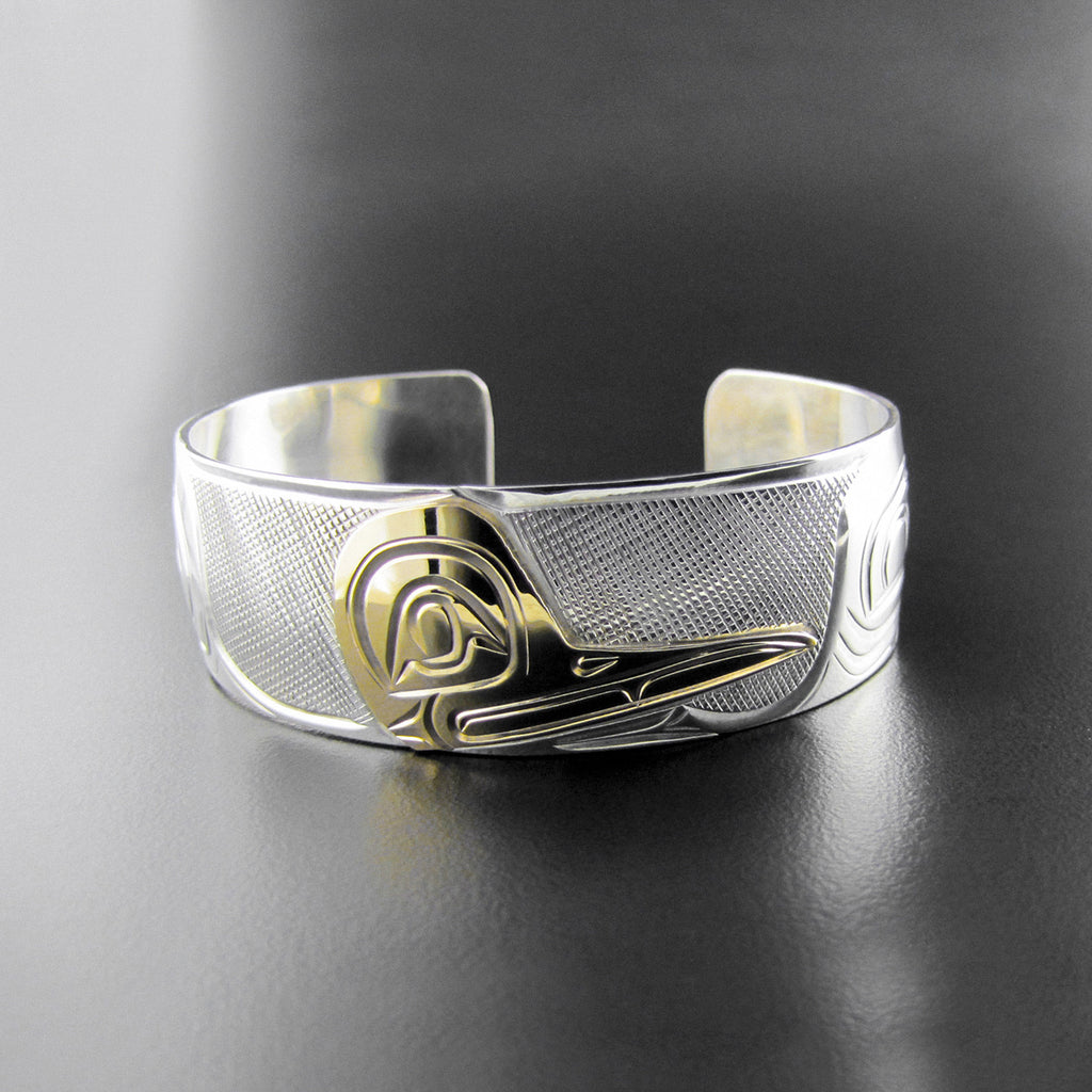 Silver and Gold Hummingbird Bracelet by Kwakwaka'wakw artist Rick Johnson