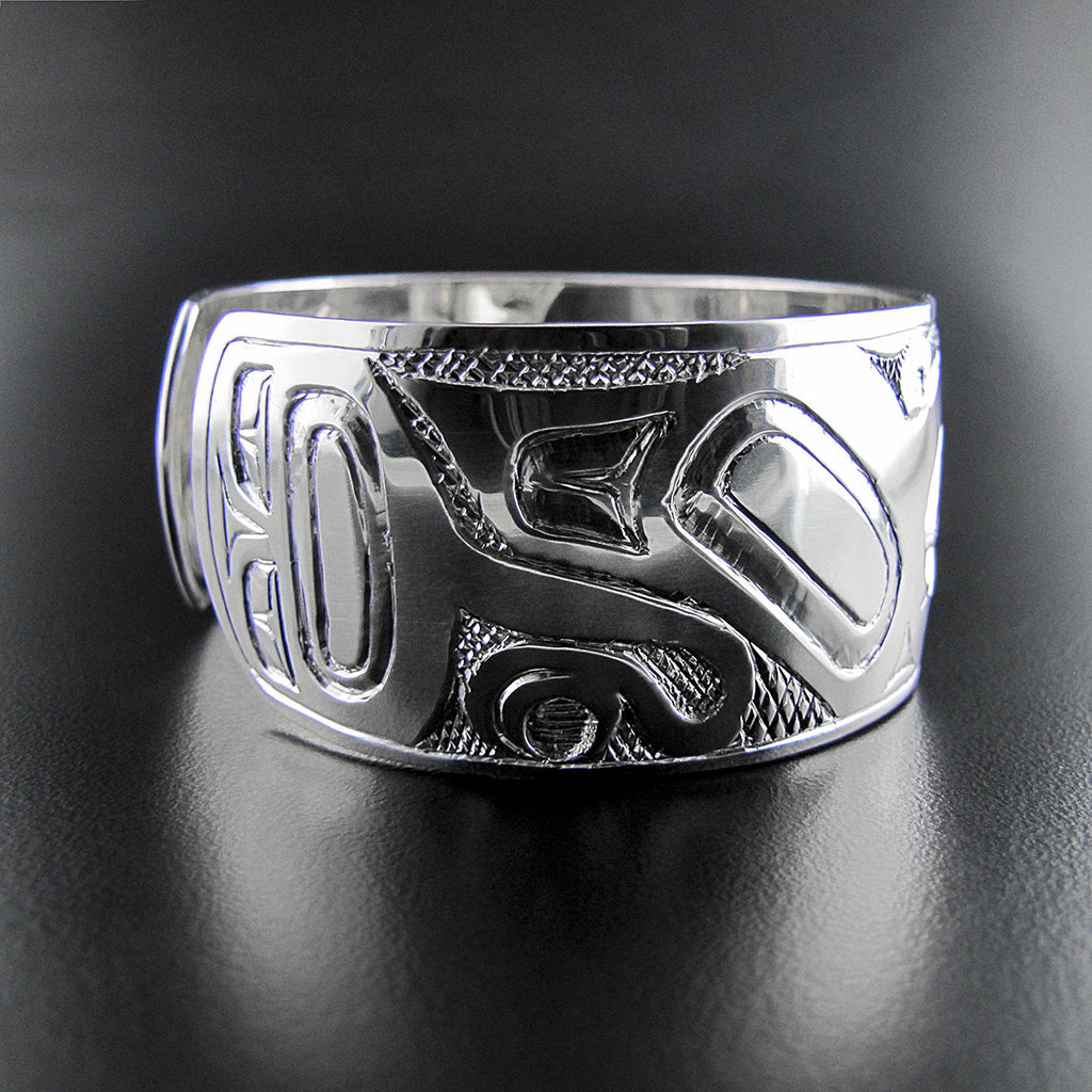 First Nations Silver Eagle Bracelet by Haida artist Nelson Cross