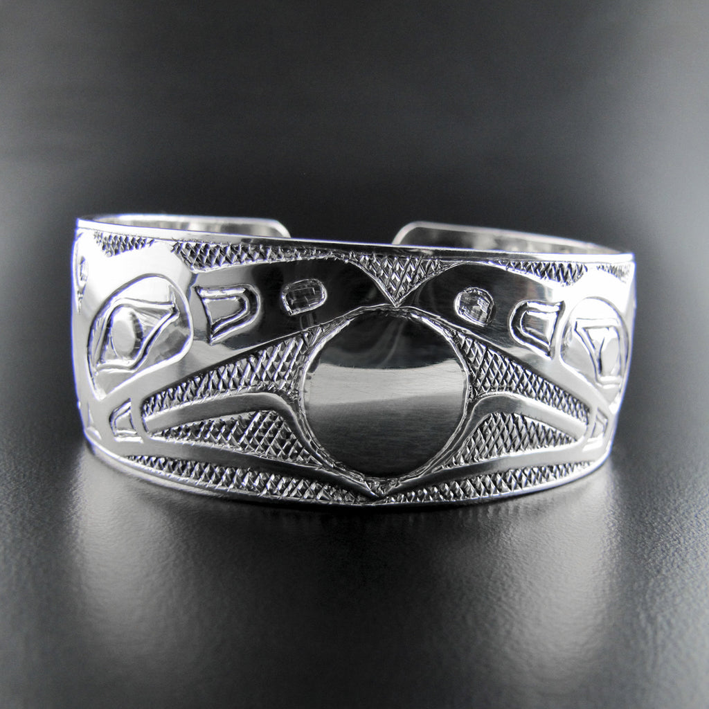 First Nations Silver Raven and the Light Bracelet by Haida artist Nelson Cross
