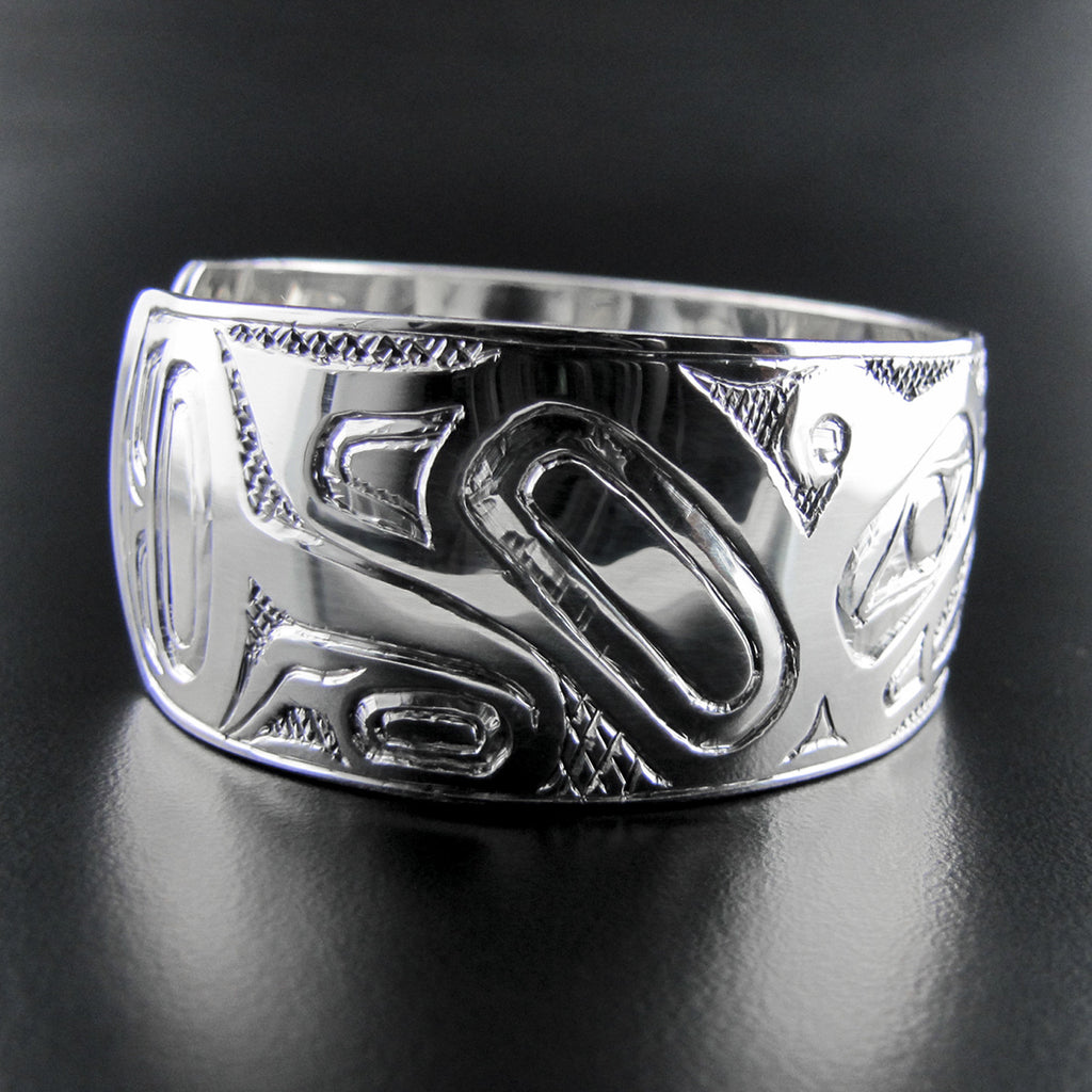 First Nations Silver Raven and the Light Bracelet by Haida artist Nelson Cross
