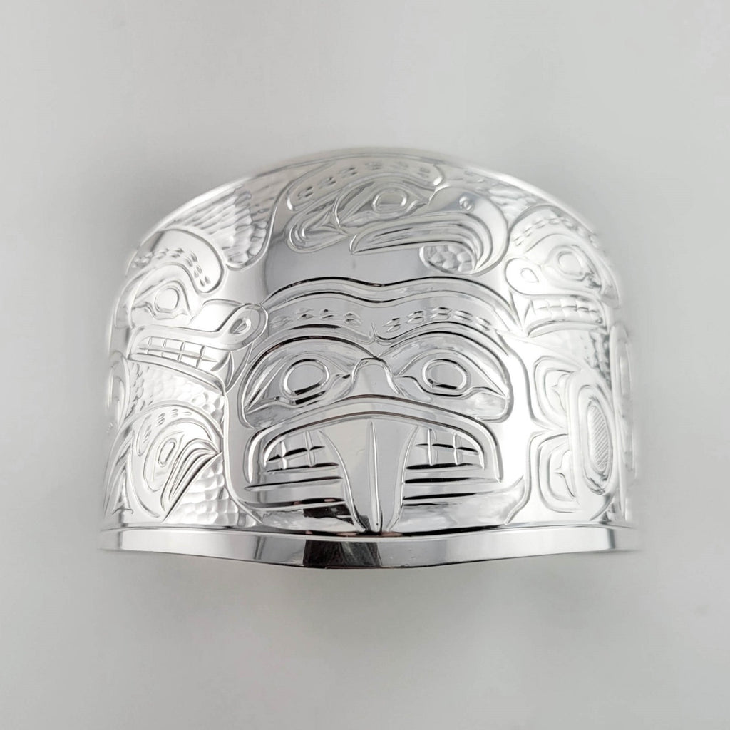 Large Silver Native Bracelet by Coast Salish and Kwakwaka'wakw artist Noel Brown