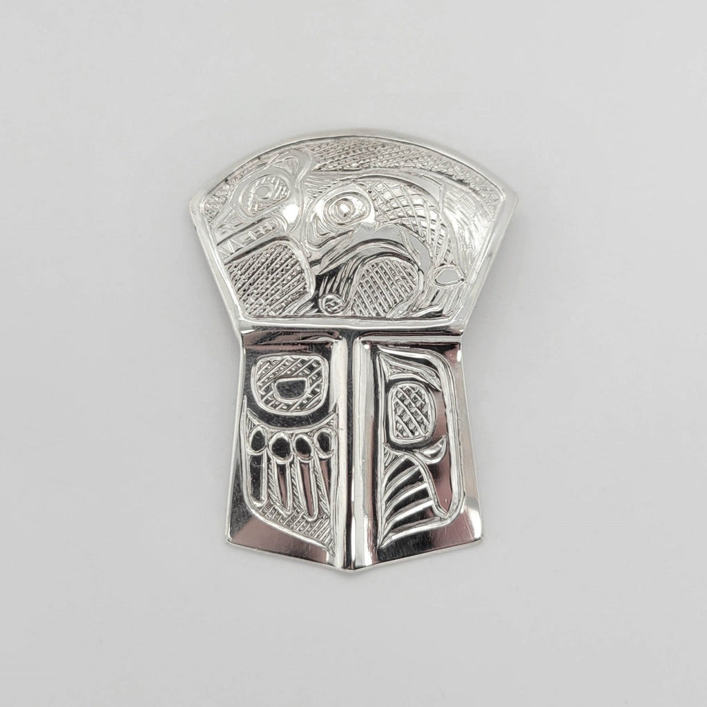 Native Silver Bear Pendant by Tsimshian artist Bill Helin
