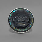 Argillite and Abalone Moon Pendant by Haida artist Andrew Williams