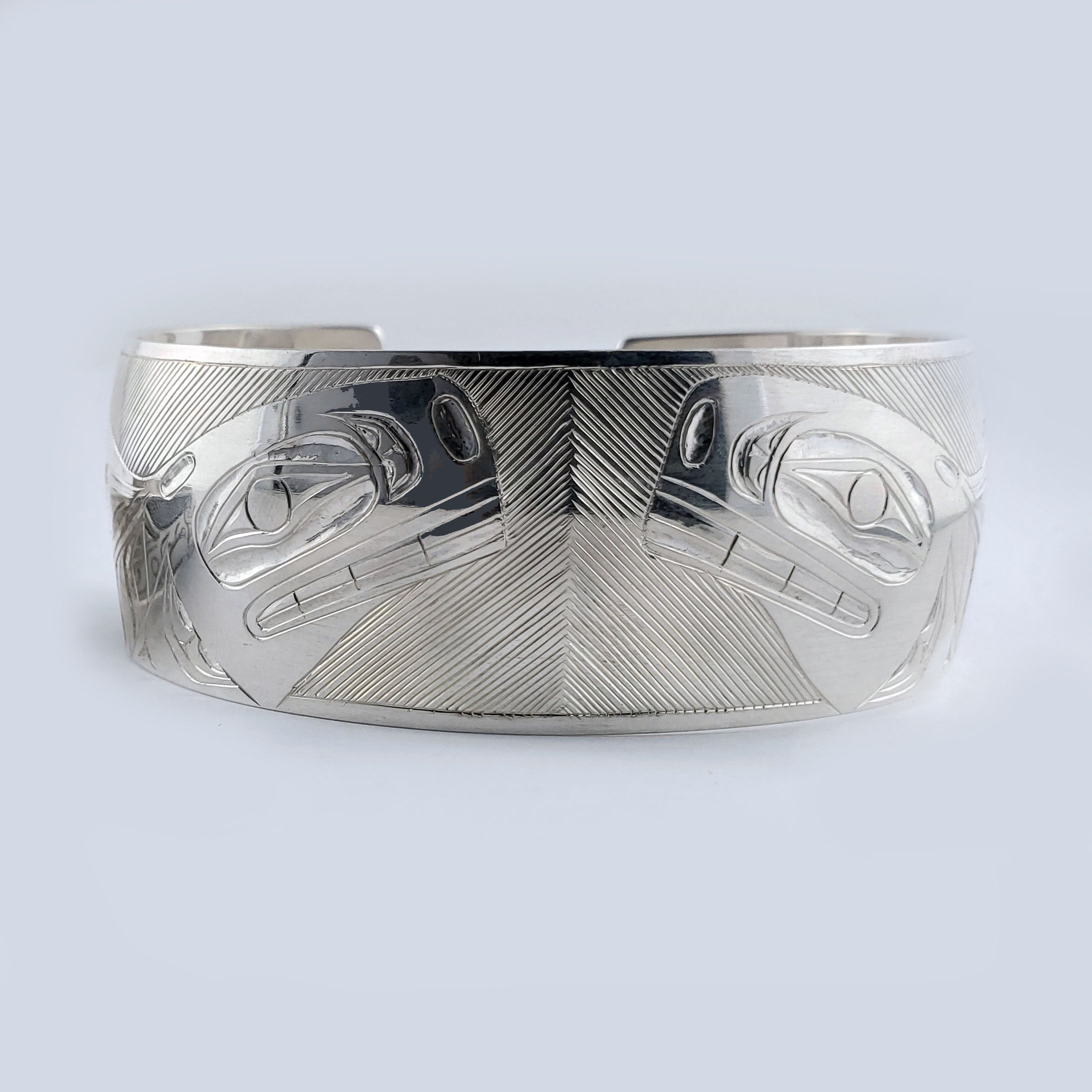 Silver Orca or Killer Whale Bracelet by Haida artist Andrew Williams