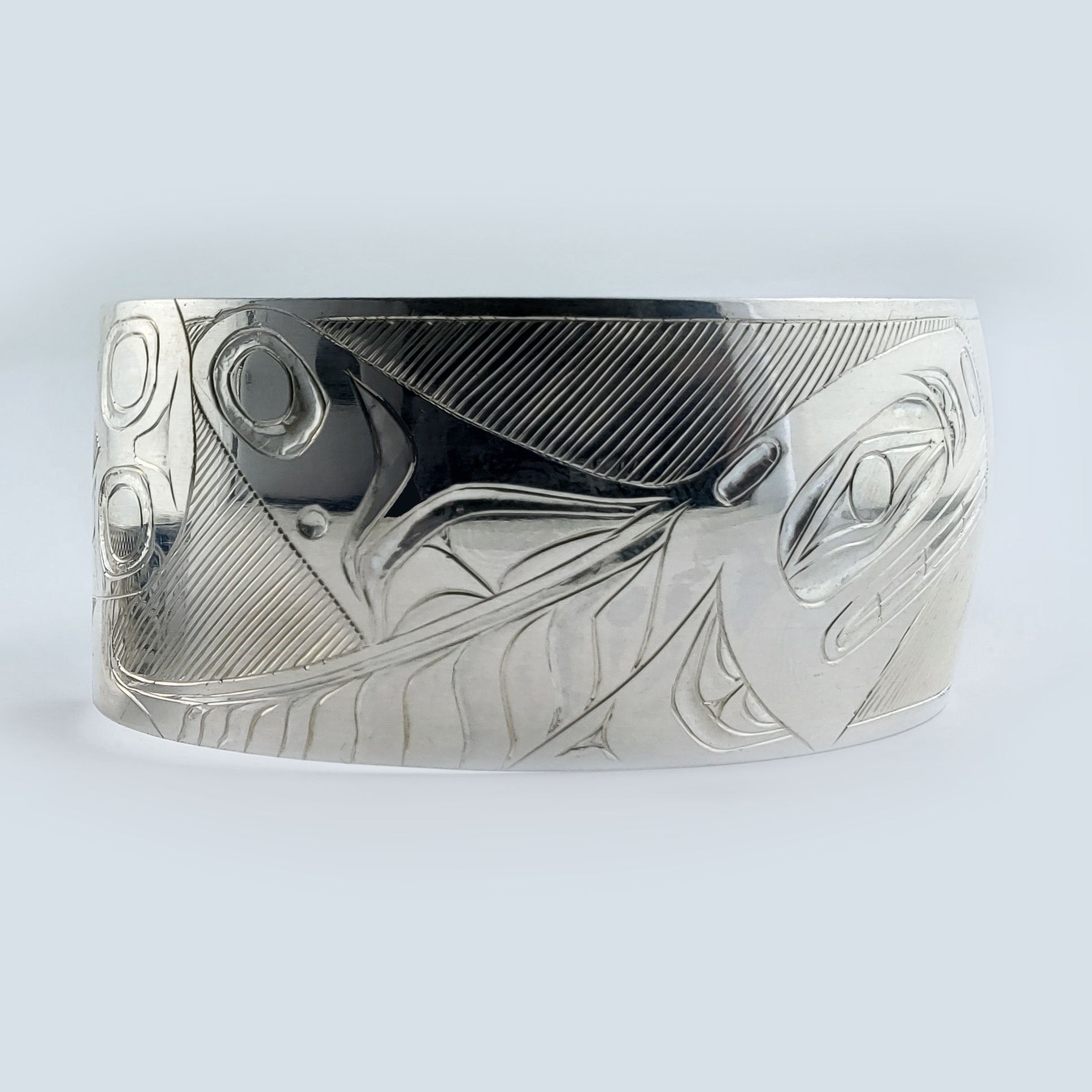 Silver Orca or Killer Whale Bracelet by Haida artist Andrew Williams