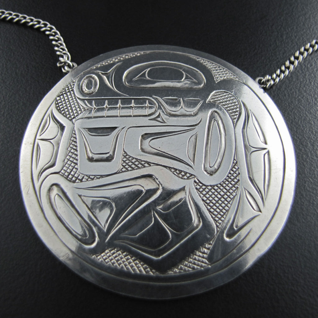 Silver First Nations Pendany by Haida artist Bill Reid