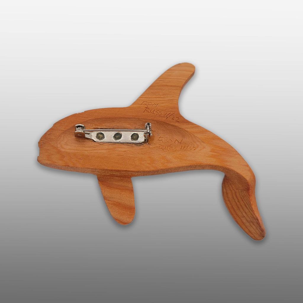 Yew Orca Brooch by Haida Master Carver Ron Russ