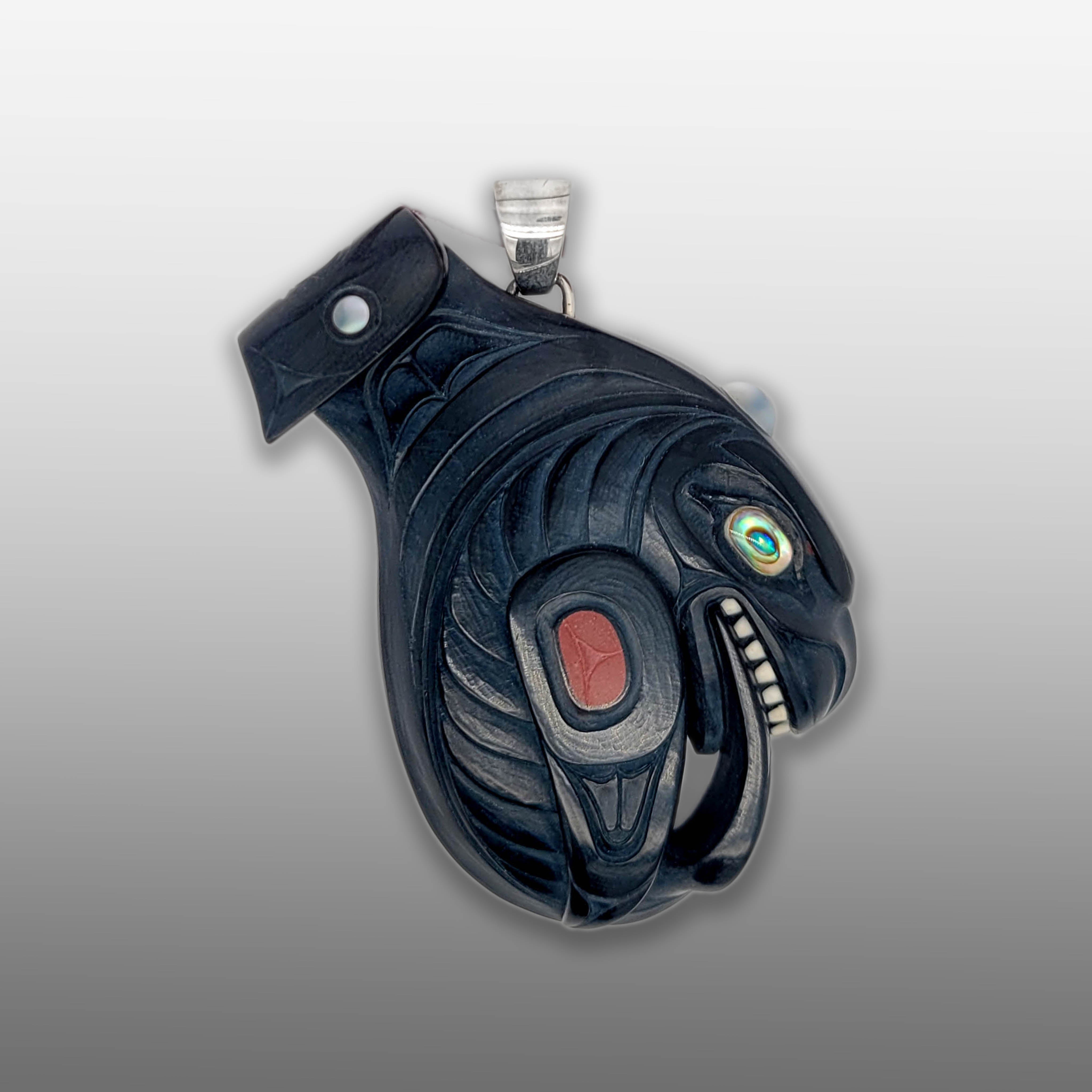 Argillite Orca Pendant by Haida carver Darrell White