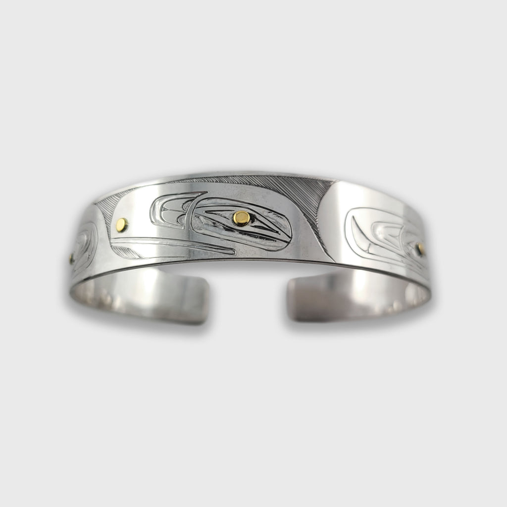 Silver and Gold Raven Bracelet by Haida artist Andrew Williams