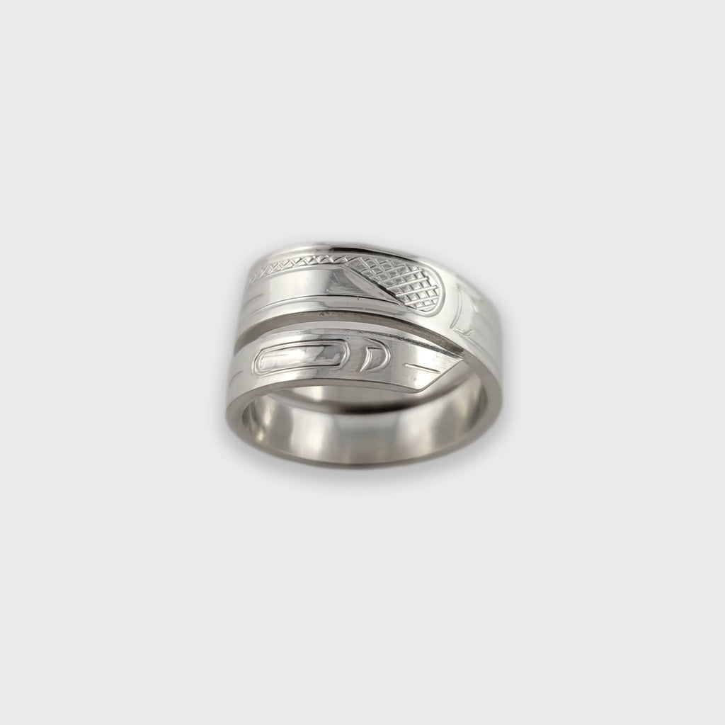 Silver and Gold Orca Wrap Ring by Cree artist Justin Rivard