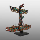 Miniature Raven, Whale and Sisiutl Totem Pole by Kwakwaka'wakw carver Kevin Cranmer