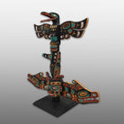 Miniature Raven, Whale and Sisiutl Totem Pole by Kwakwaka'wakw carver Kevin Cranmer