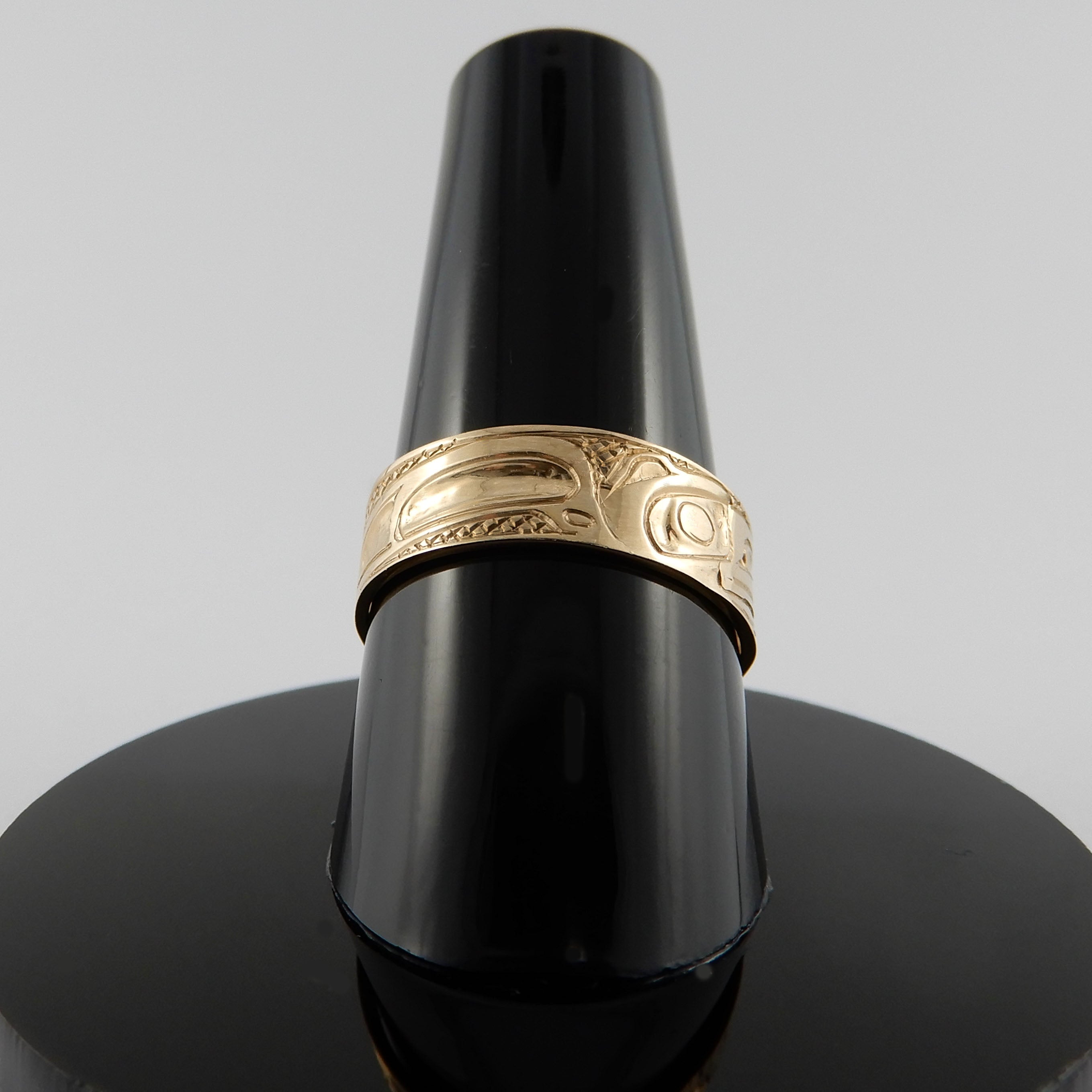 Gold Raven Ring by Haida artist Carmen Goertzen