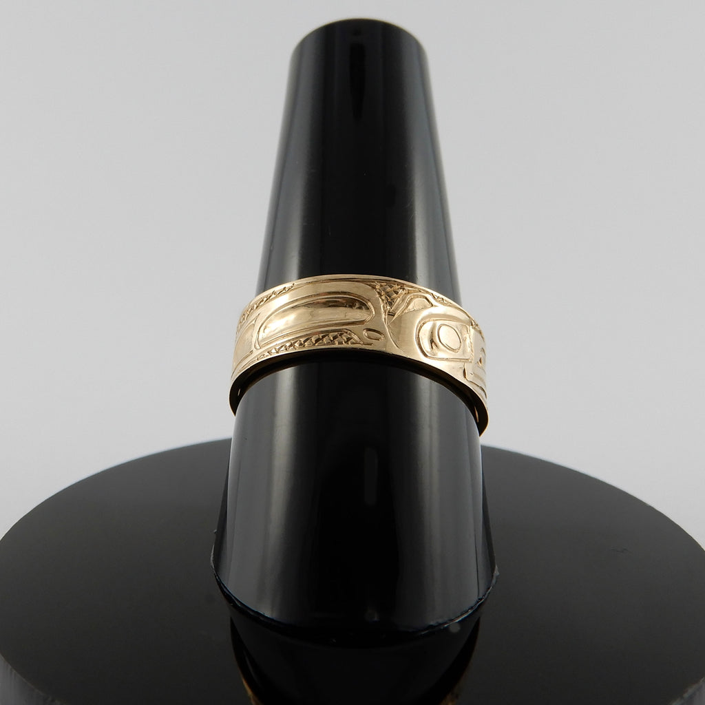 Gold Raven Ring by Haida artist Carmen Goertzen