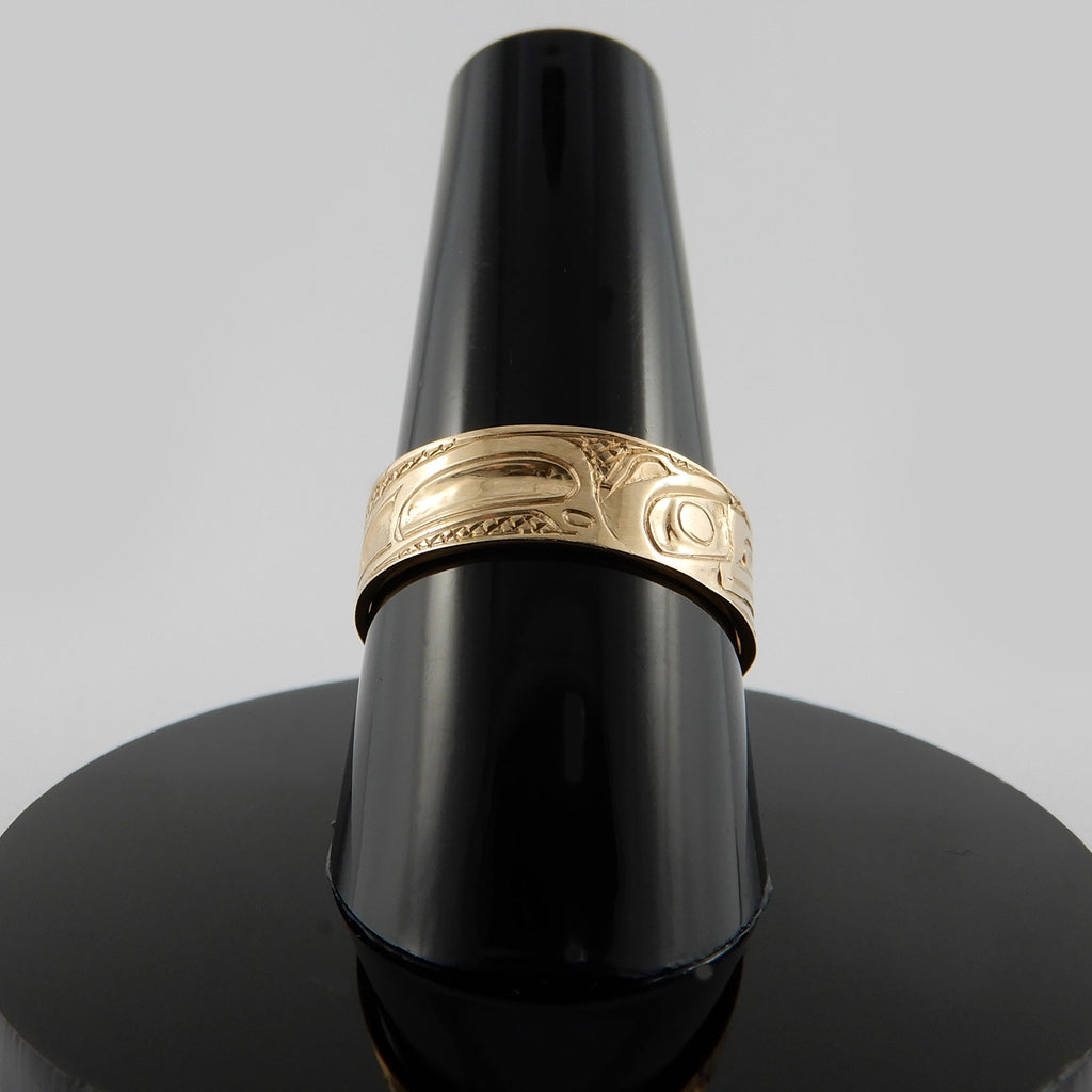 Gold Raven Ring by Haida artist Carmen Goertzen