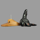 Argillite Orca with Raven Fin Sculpture by Haida carver Darrell White