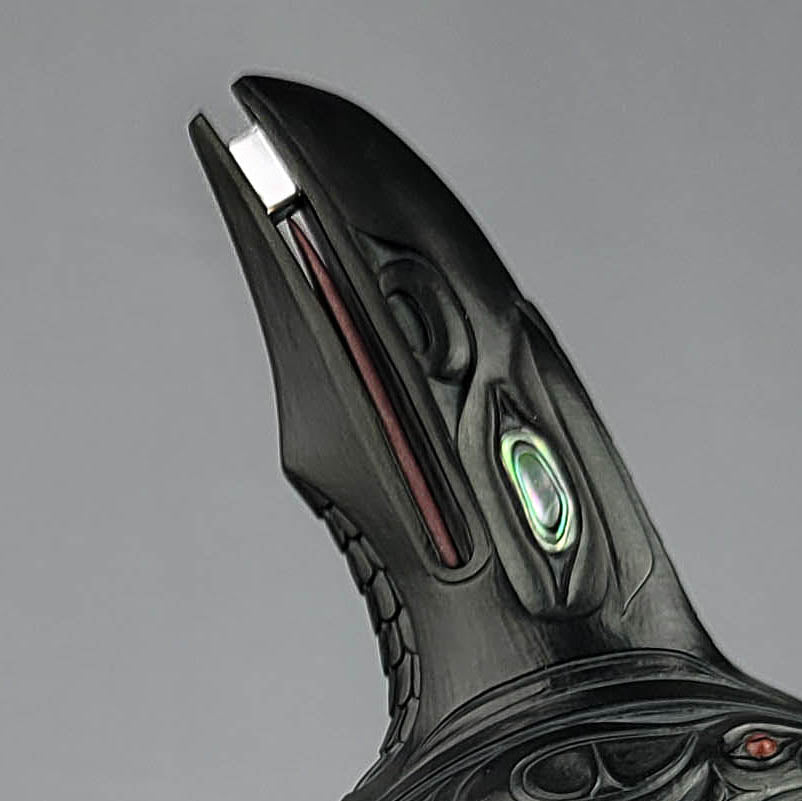 Argillite Orca with Raven Fin Sculpture by Haida carver Darrell White