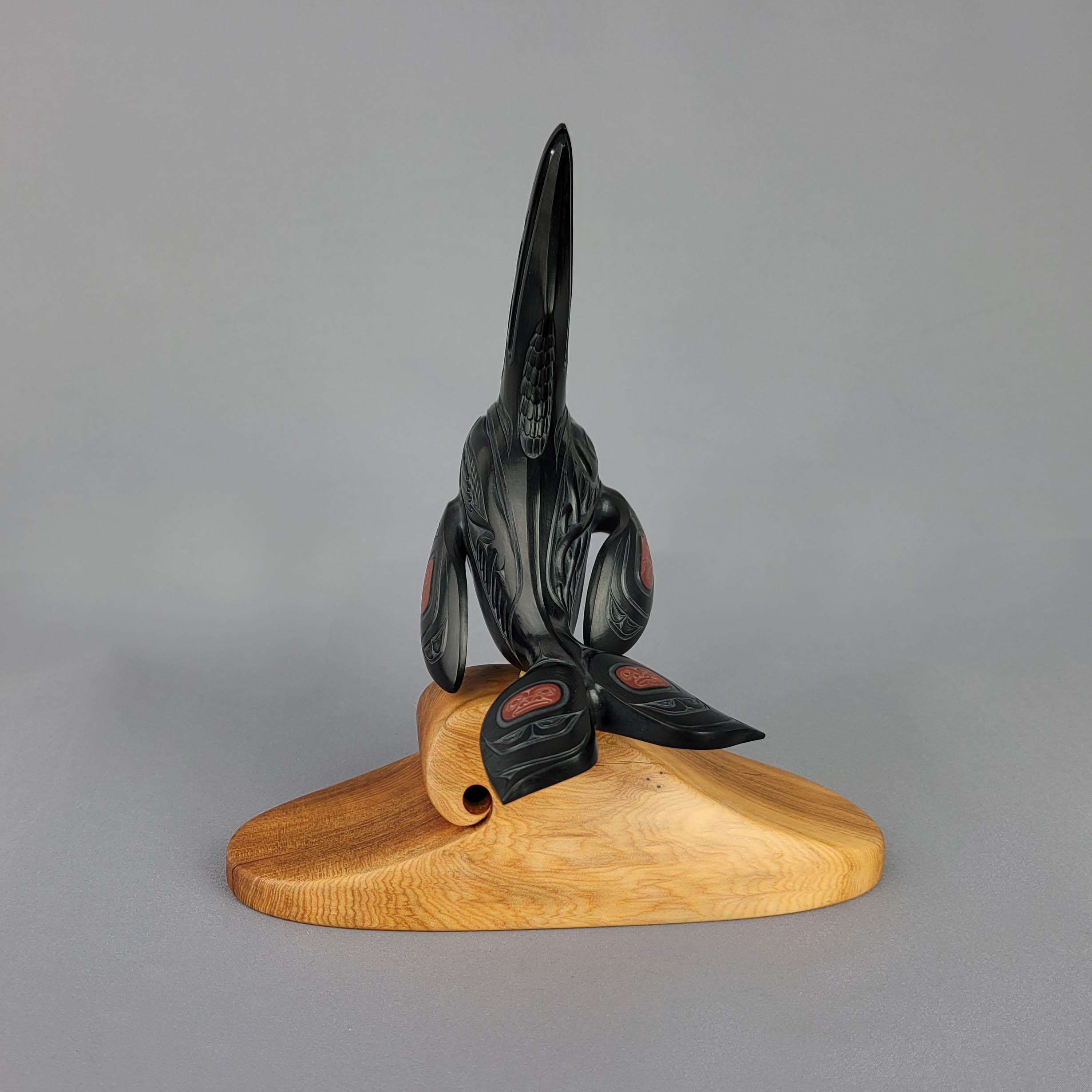 Argillite Orca with Raven Fin Sculpture by Haida carver Darrell White