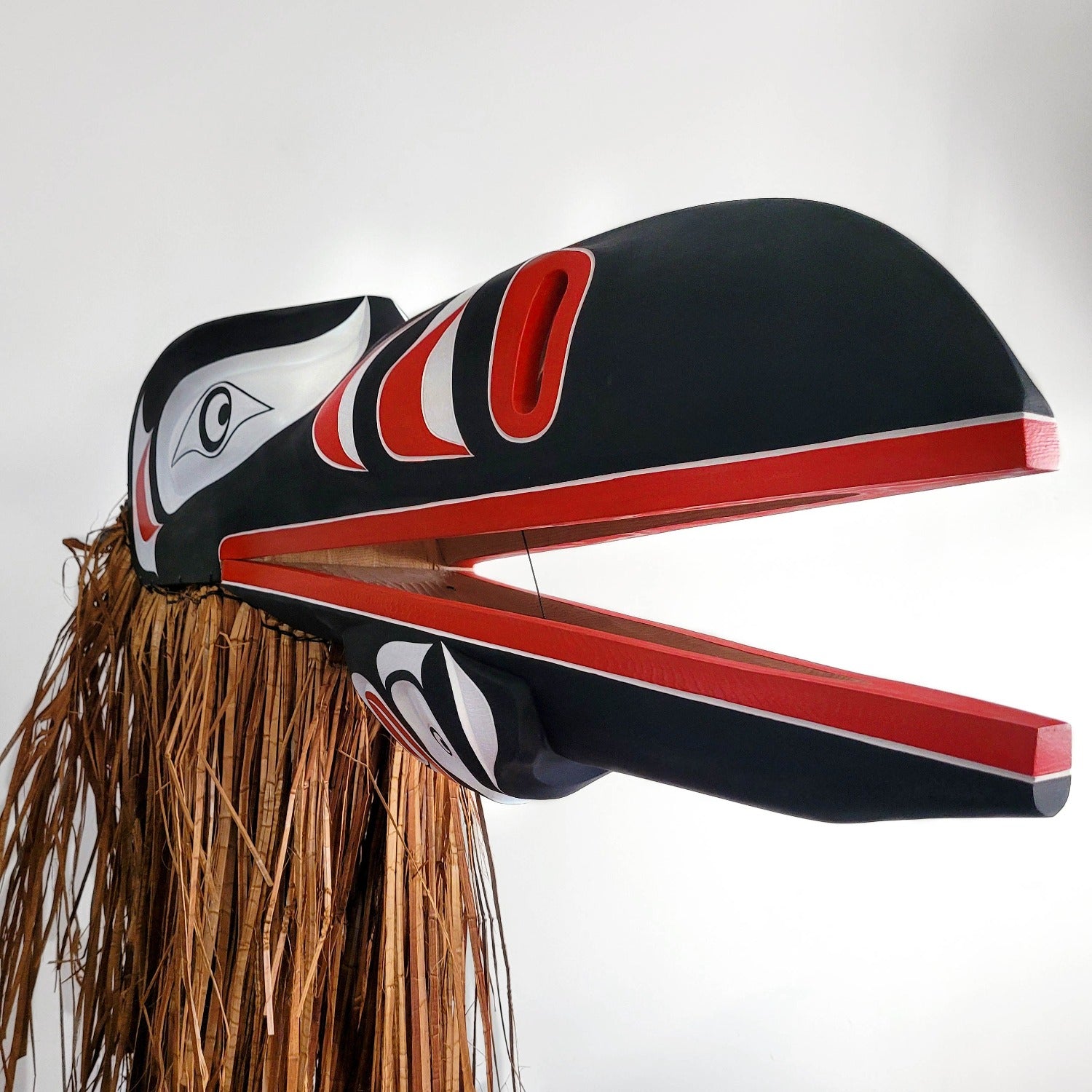 Raven Headdress with Cedar Bark by Kwakiutl artist Trevor Hunt