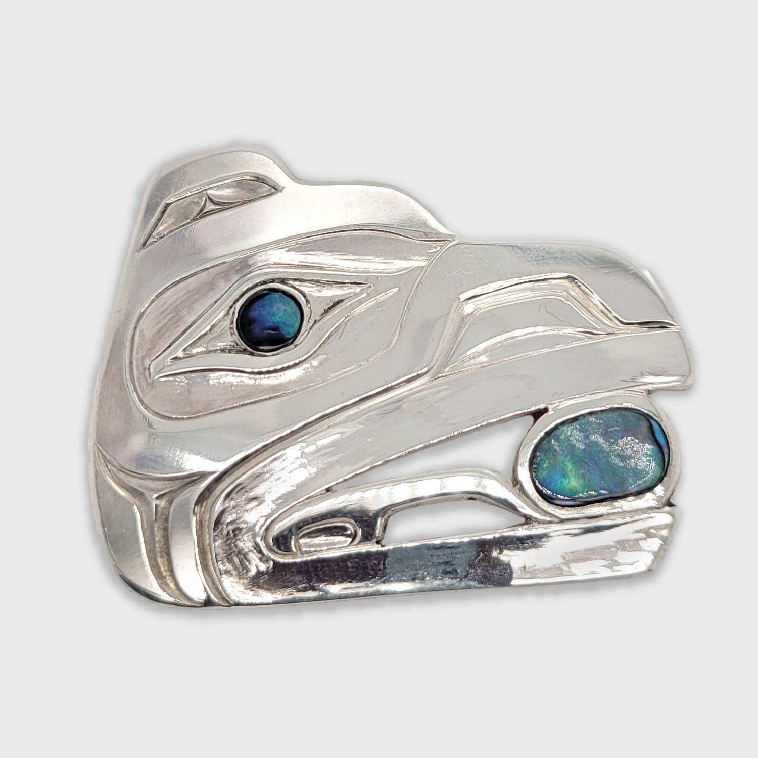 Raven Steals the Light Silver & Abalone Pendant by Haida artist
