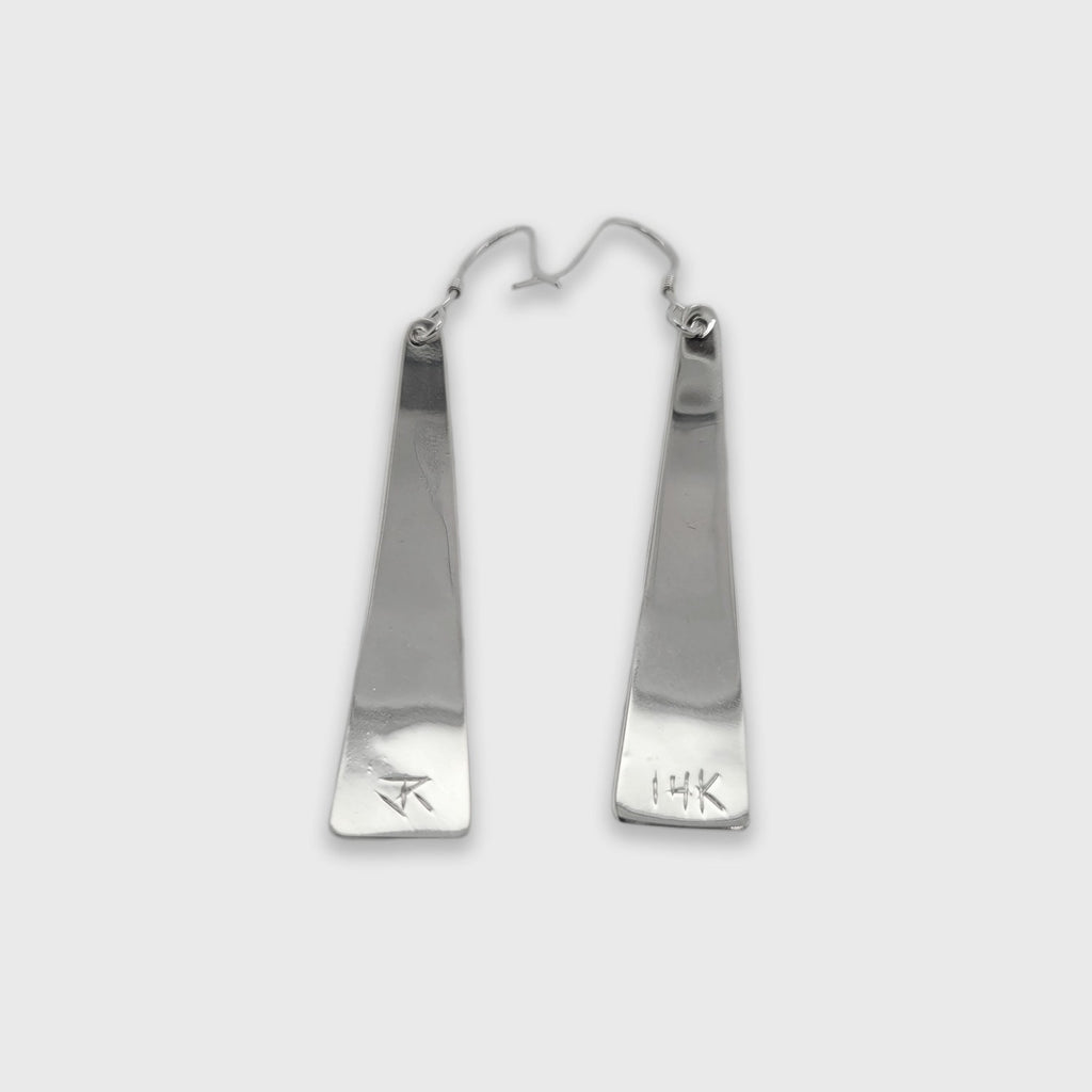 Silver and Gold Raven Triangle Earrings by Cree artist Justin Rivard