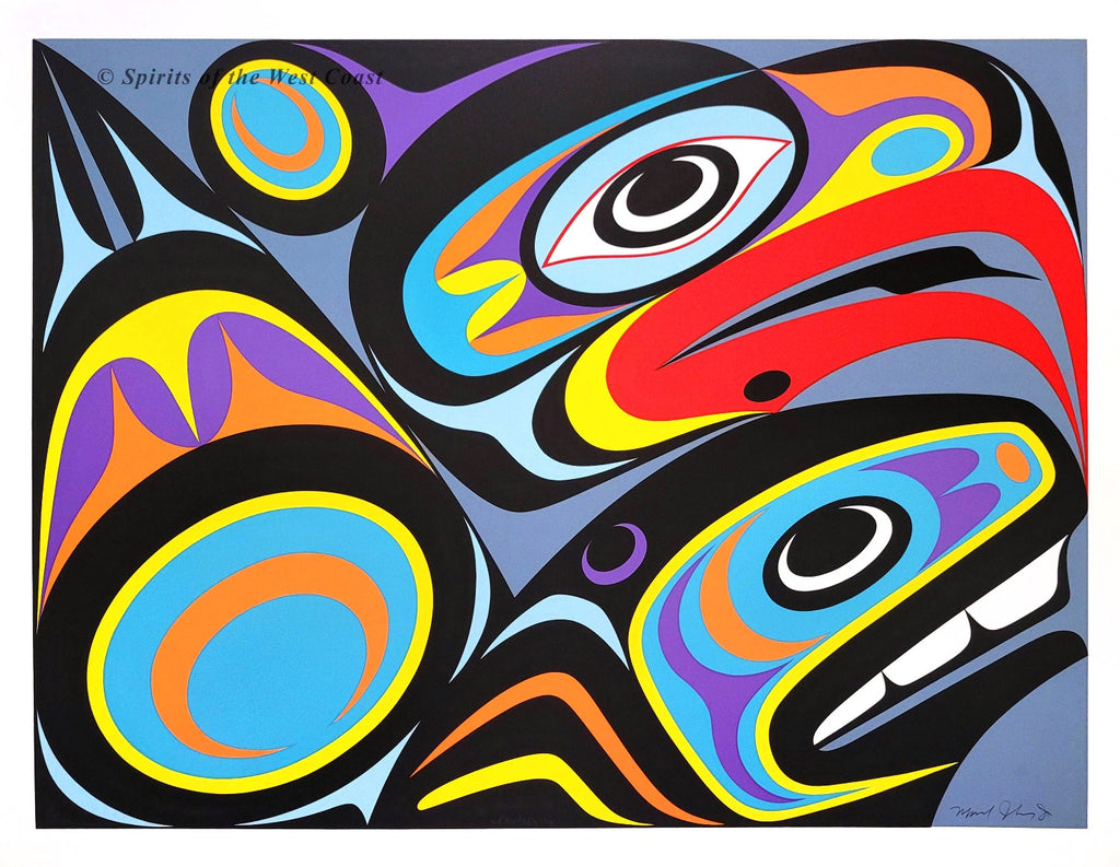 A Splash of Colour Limited Edition Print by K'omoks artist Andy Everson –  Spirits of the West Coast Art Gallery Inc