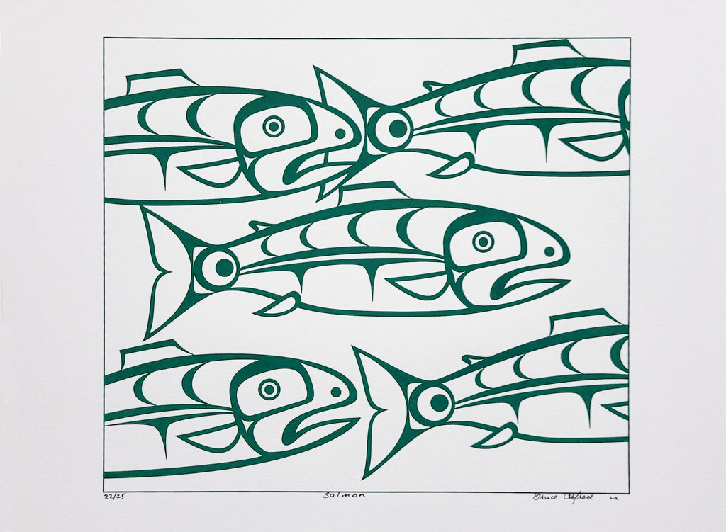 First Nations Salmon Print by Kwakwaka'wakw artist Bruce Alfred
