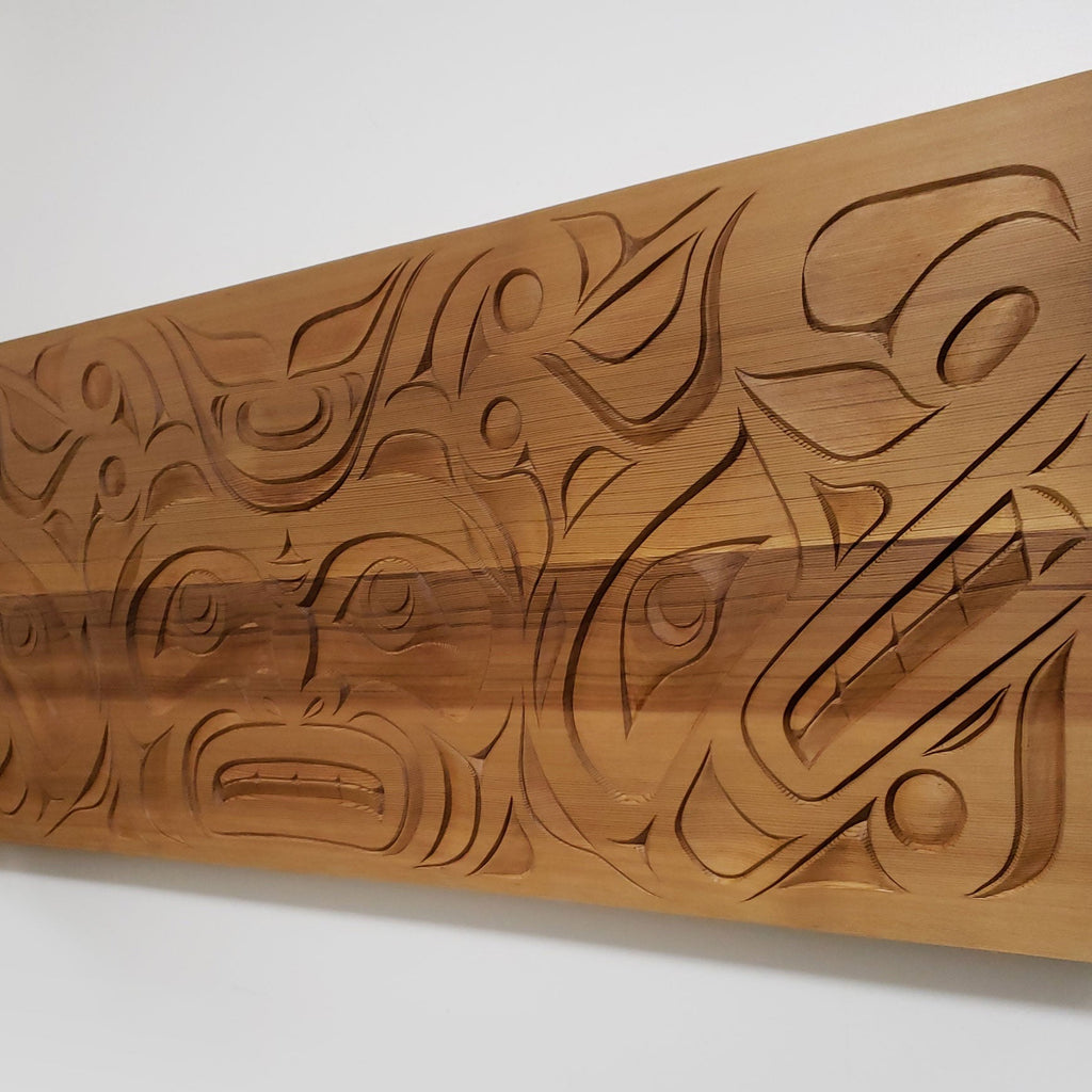 Sisiutl or Sea Serpent Cedar Panel by carver Karver Everson