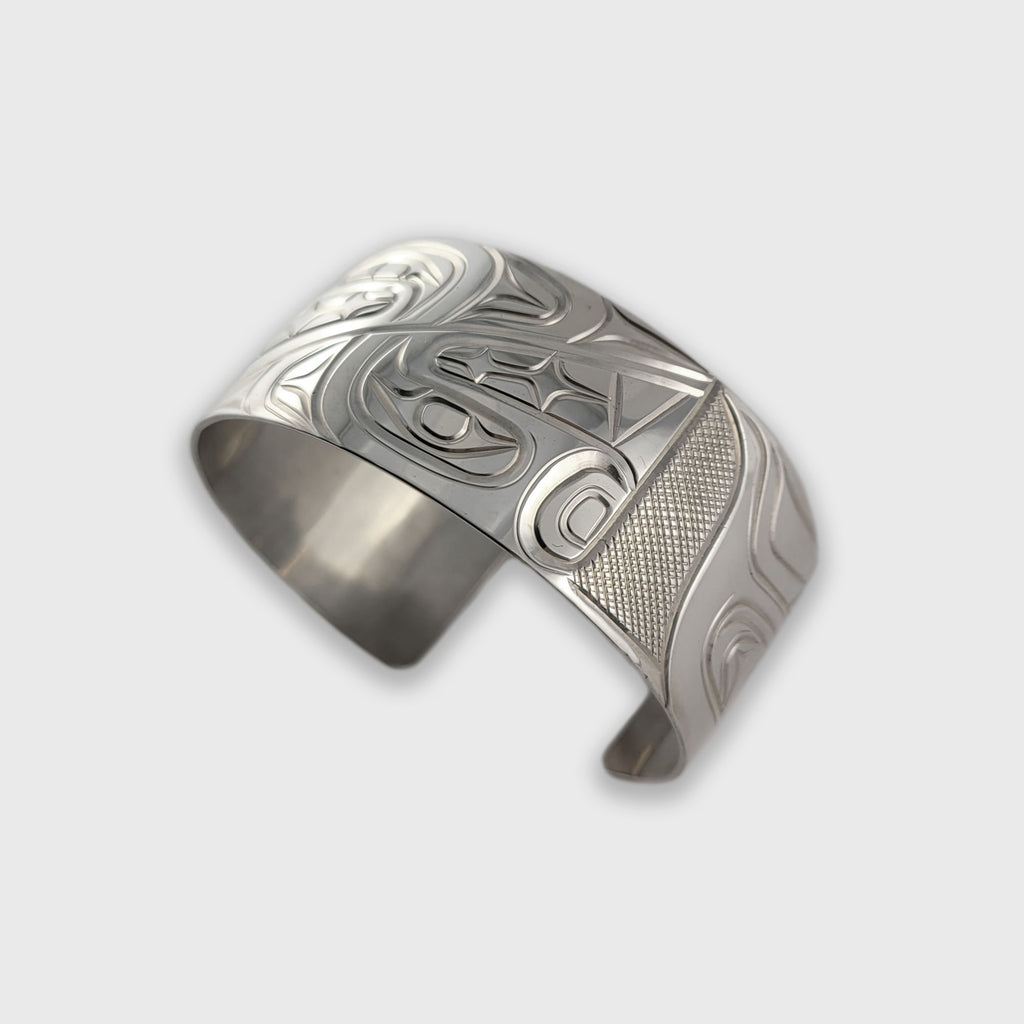 First Nations Silver Bear Bracelet by Kwakwaka'wakw artist Rick Johnson