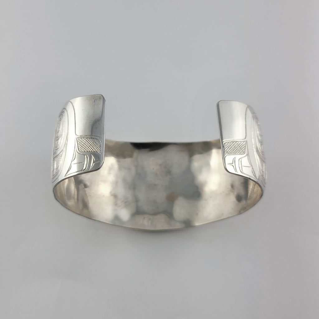 Silver Chilkat style Bracelet by Kwakwaka'wakw artist Mike Sedgemore